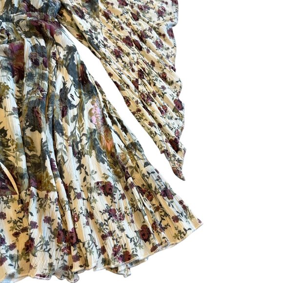 Free People Heart of Gold Floral Print Mini Dress Butterfly Sleeves Size Small - Picture 7 of 14